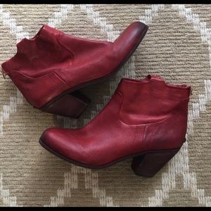 Sam Edelman red leather booties